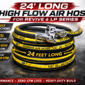 Revive & LP Series 1/2” High-Flow 24' Air Supply Hose – 300 PSI